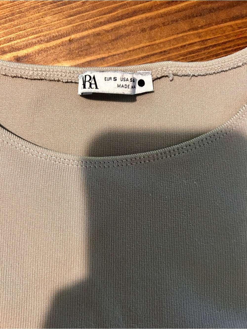 Zara Neutral Ribbed Cropped Tank Top - Green & Khaki - Picture 2 of 3
